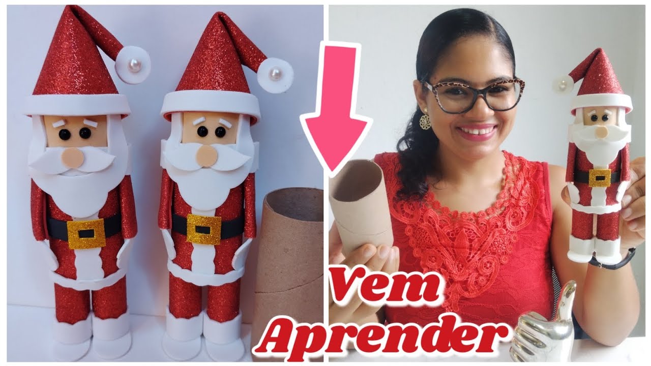 🧑‍🎄PAPAI NOEL FEITO COM EVA E ROLO DE PAPEL HIGIÊNICO | MUITO FÁCIL #diycrafts #papainoel