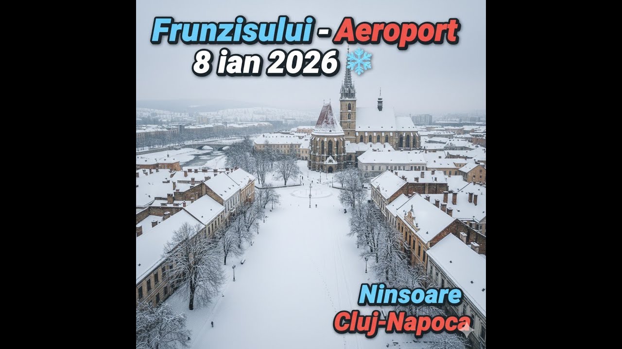 Ninsoare Cluj-Napoca 8 ianuarie 2026, strada Frunzisului - Aeroportul International Cluj