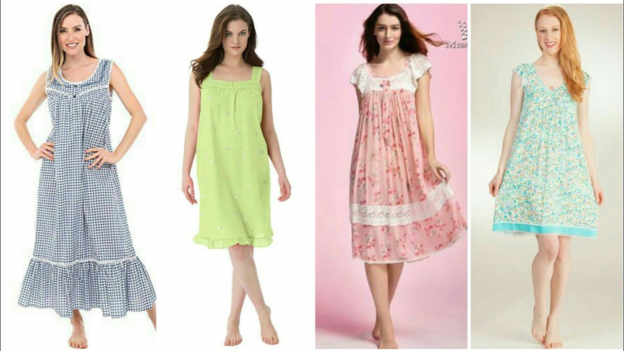 Simple Stunning And Stylish Cotton Night Wear Dress/Nighty Gown Design
