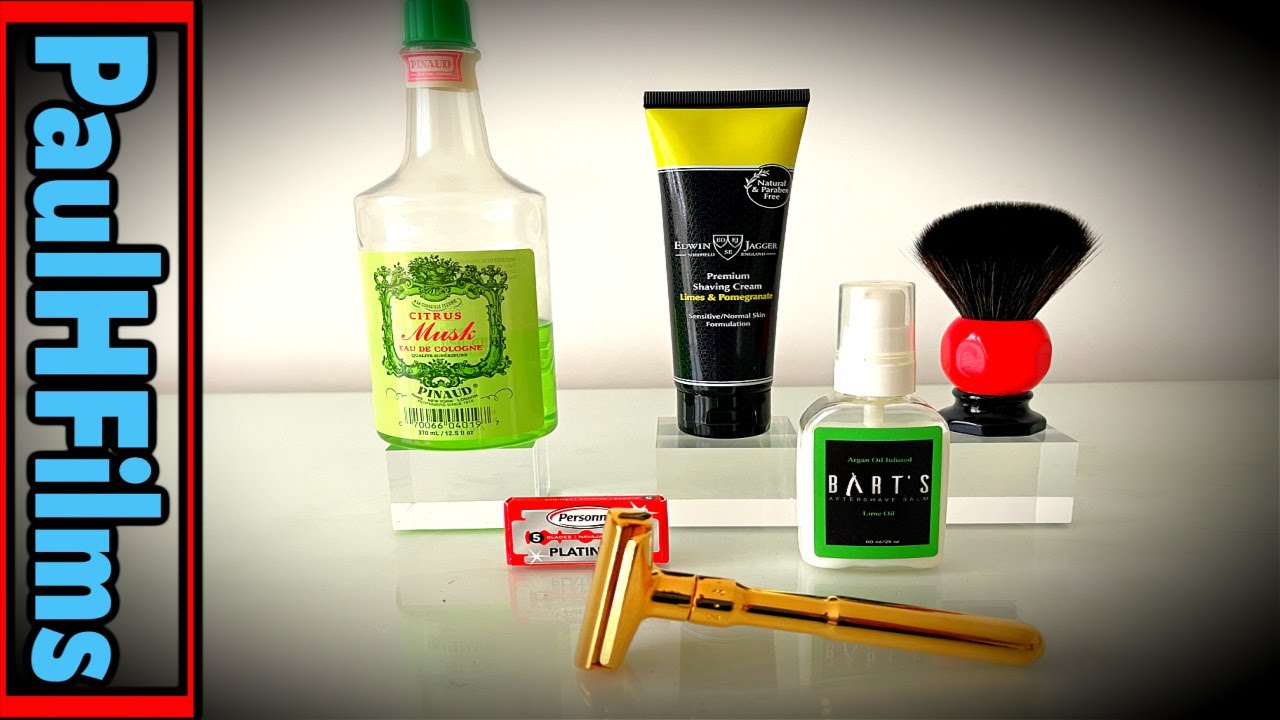 Merkur Futur Gold | Крем для бритья Edwin Jagger Limes & Pomegranate