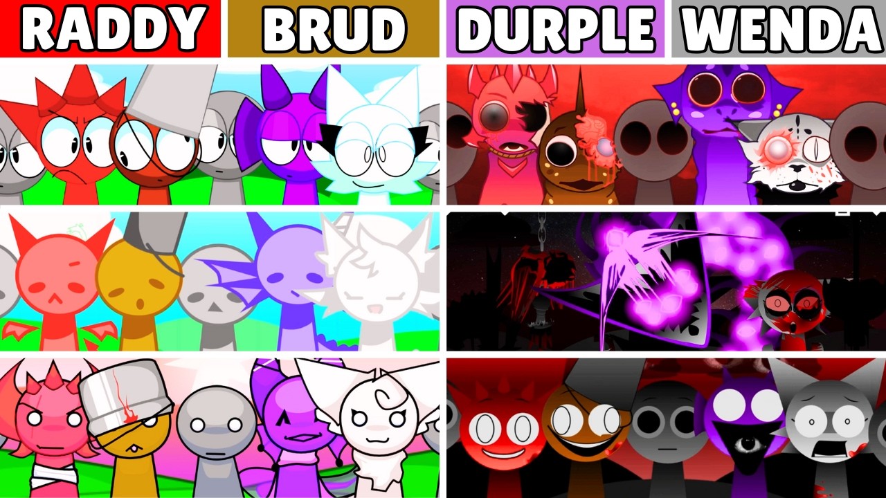Incredibox Sprunki but QUARTET (RADDY, BRUD, DURPLE, WENDA) From Top 40 Mods