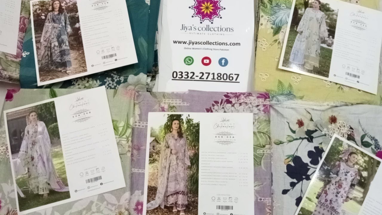 Elaf Premium Lawn Embroidered Chikankari Digital Print Collection 2024