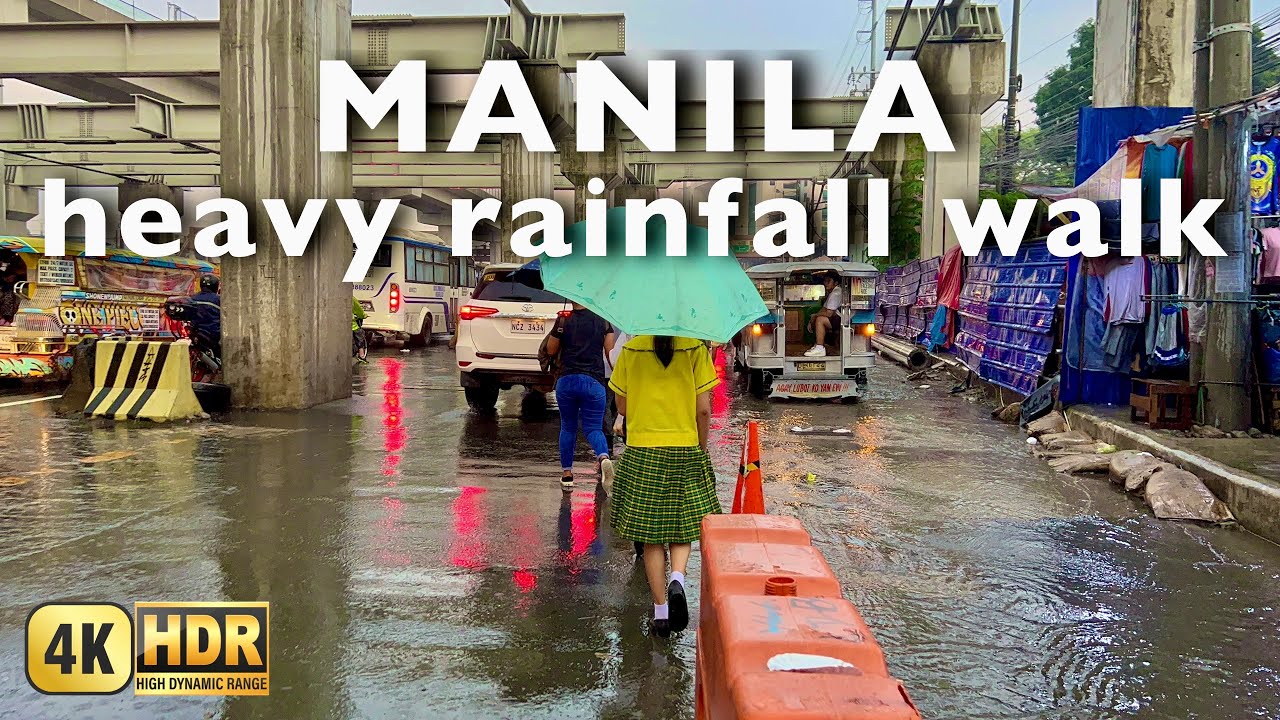 Manila Heavy Rain Walk | 4K HDR | Walking in the Rain Along Commonwealth Avenue Batasan Metro Manila