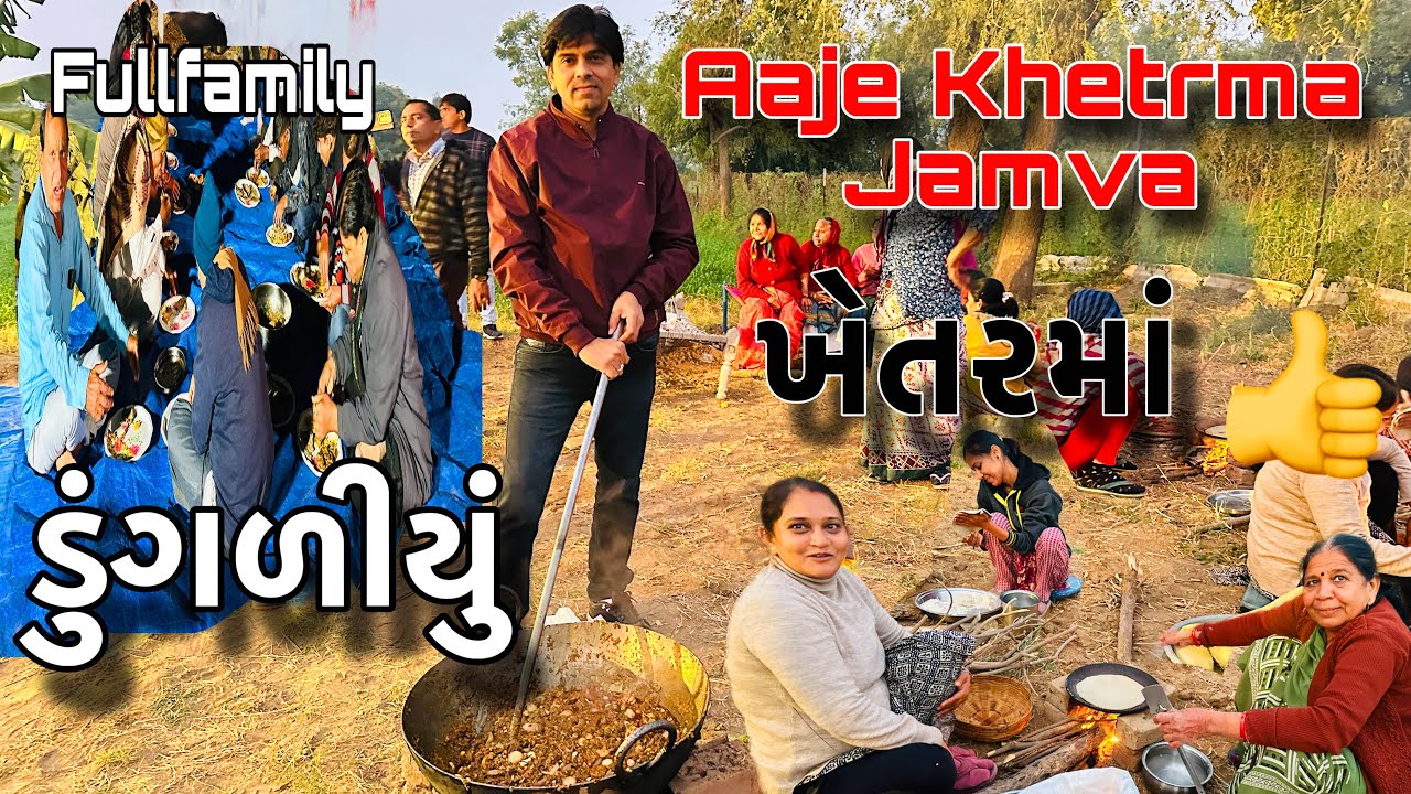 Aaje Khetarma dungaliyu Banavyu 😎|ખેતરમાં ખાવાની મોજ |Family sathe maja 😍#amitprajapativlogs #vlogs
