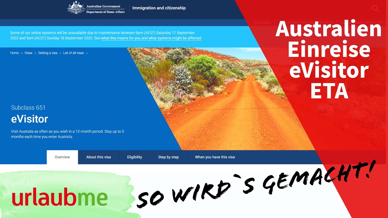 Australien eVisitor Visum / 20,00 $ AUD gegenüber ETA gespart. Hier einfach erklärt!