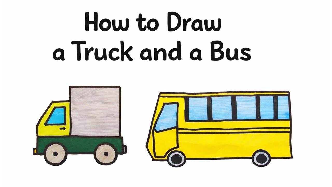 How to Draw a Truck and a Bus 🚚🚌 | Truck & Bus Drawing Tutorial | LKW und Bus Zeichnen