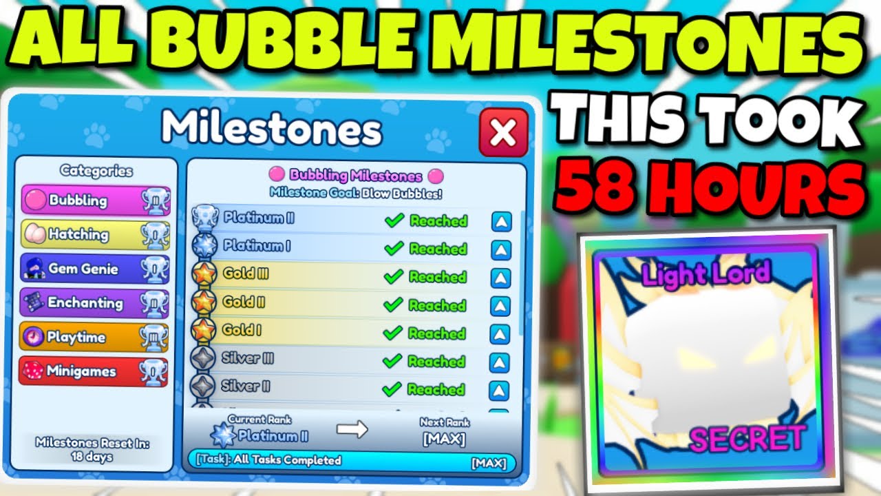 I Spent 58 HOURS Completing ALL BUBBLE MILESTONES... Bubble Gum Simulator INFINITY