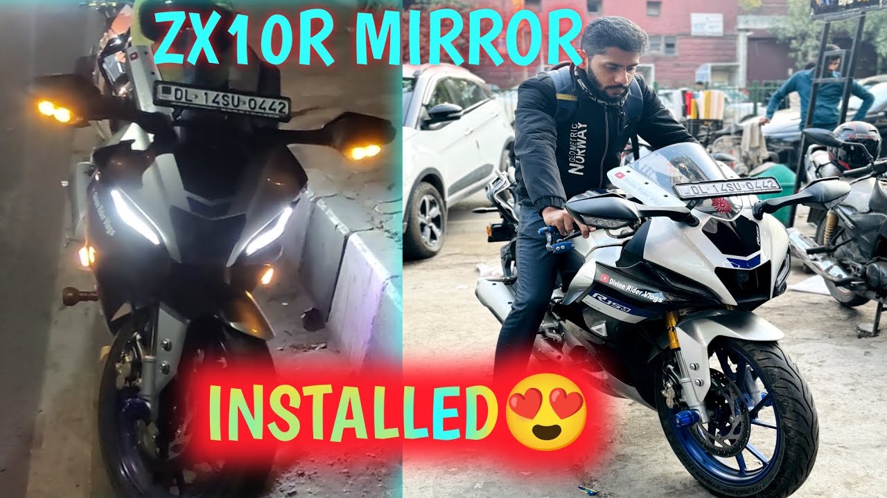 ZX10R MIRROR INSTALLED😍||Superbike ZX10R Mirror Installed #YamahaR15m #Modified R15M #bikelover