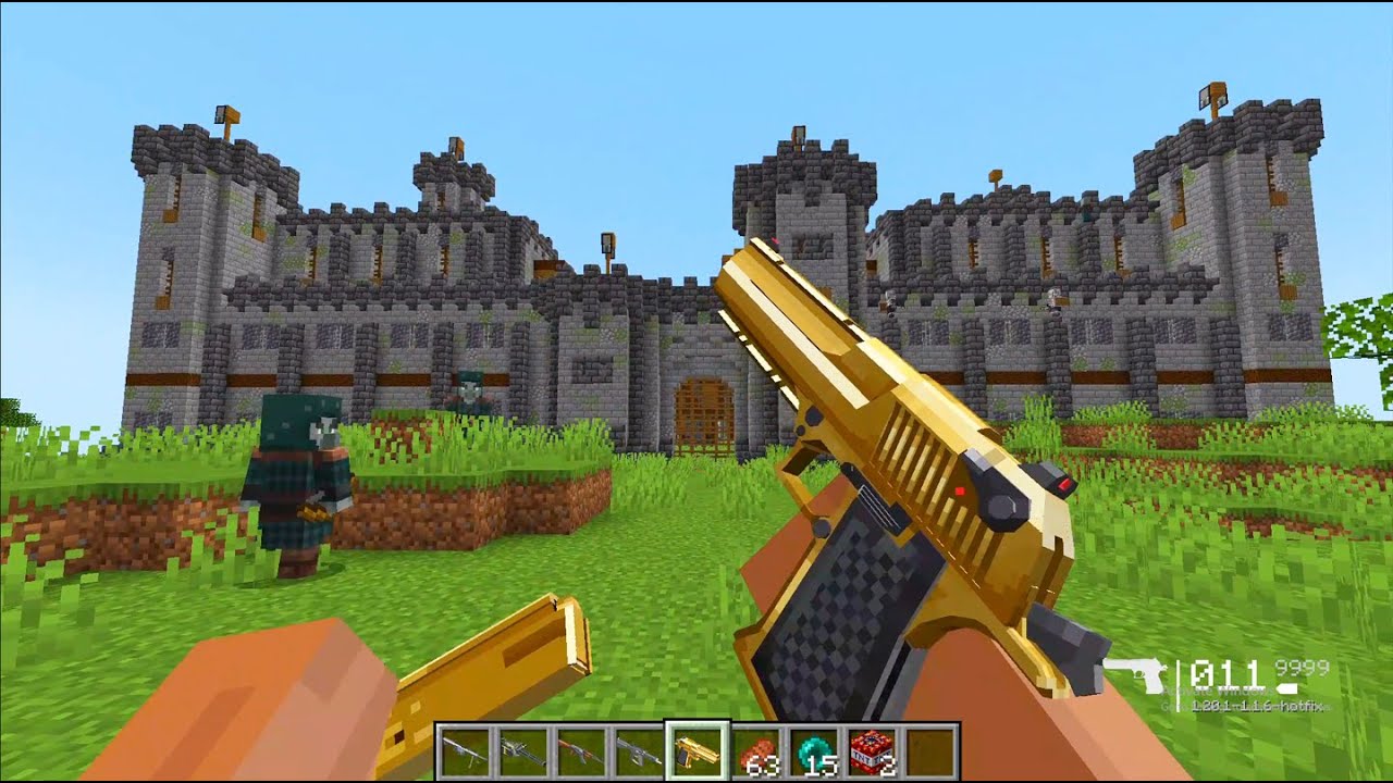Destroy a pillager camp using guns mod -- they ran for life