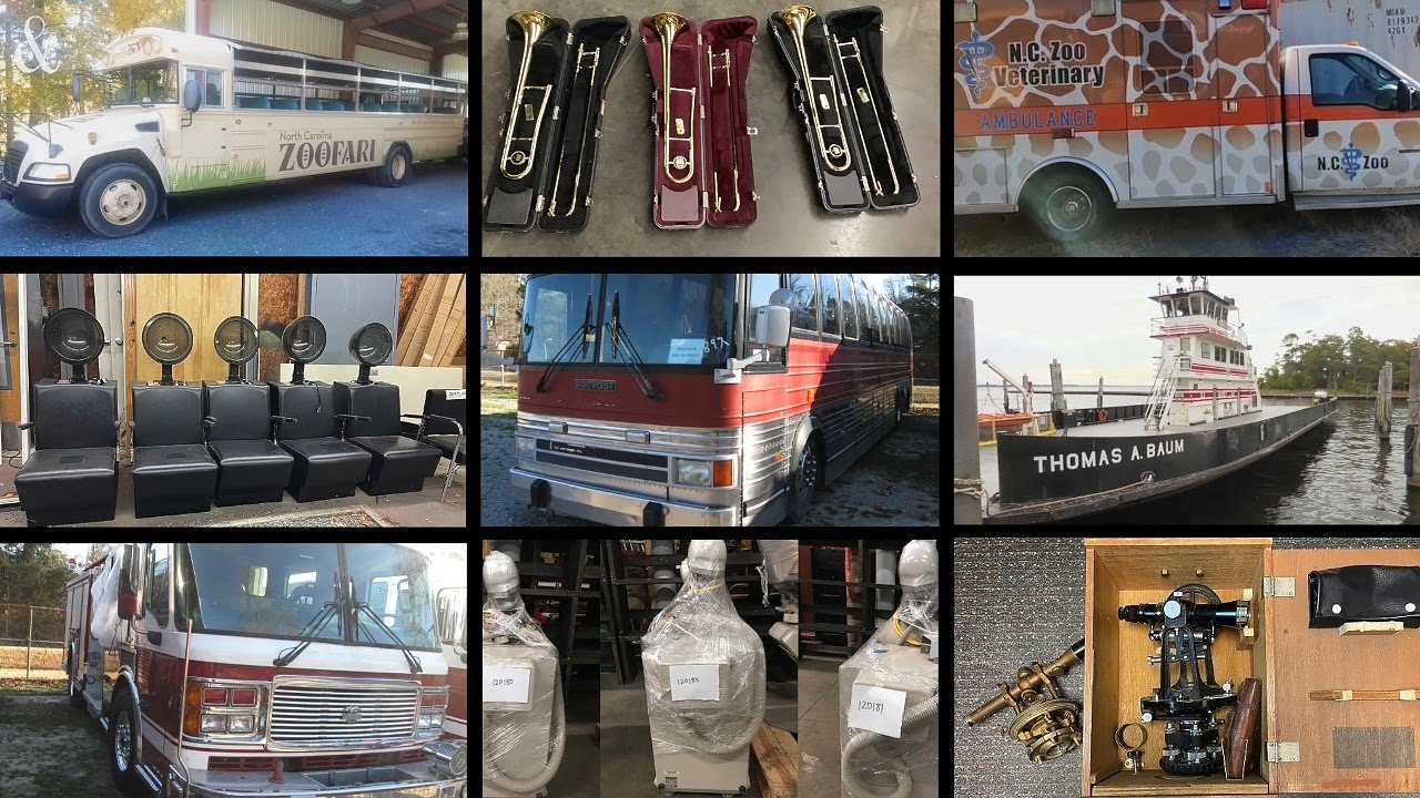 A &lsquo;Zoofari&rsquo; bus? Trombones? A ferry? Here are recent offerings from North Carolina&rsquo;s State Surplus