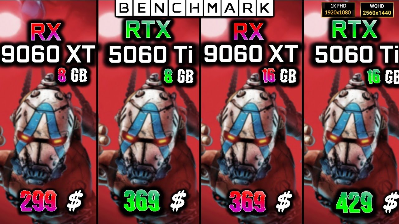 RX 9060 XT 8GB vs RTX 5060 Ti 8GB vs RX 9060 XT 16GB vs RTX 5060 Ti 16GB / Test / 1080p -  1440p