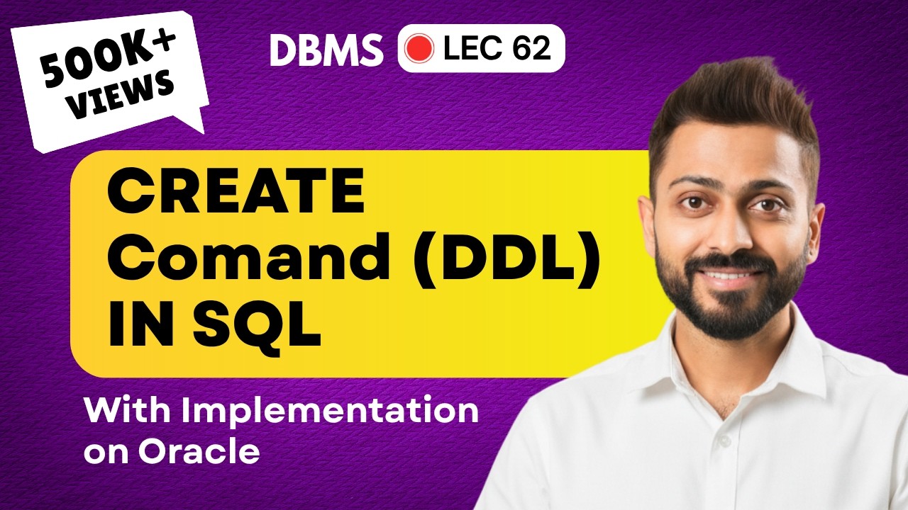 Lec-124: CREATE Command (DDL) in SQL with Implementation on ORACLE