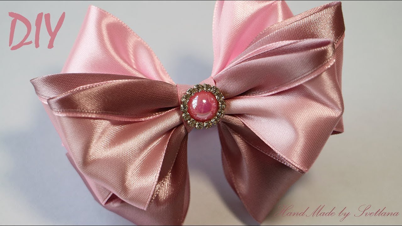 Бантики из атласной ленты Канзаши Satin ribbon bow Laco de fita Curva