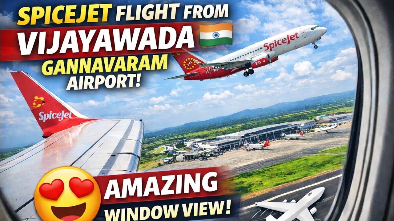 Vijayawada Airport Gannavaram Airport SpiceJet Flight Window Seat View #airport #vijayawadaairport 