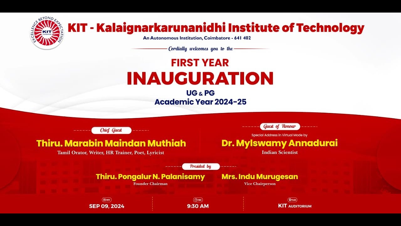 KIT-CBE FIRST YEAR INAUGURATION | ACADAMIC YEAR 2024-25