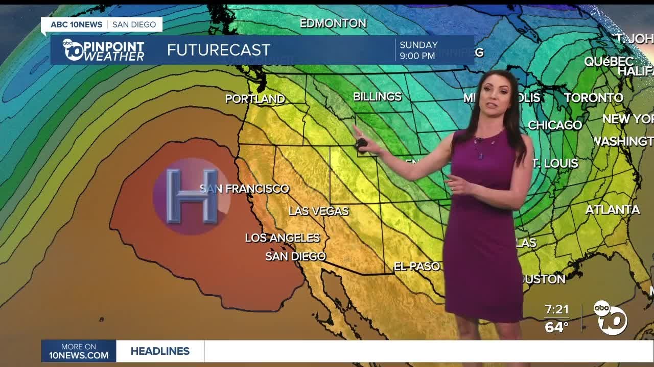 Программа ABC 10News «Pinpoint Weather» с метеорологом Меган Пэрри.
