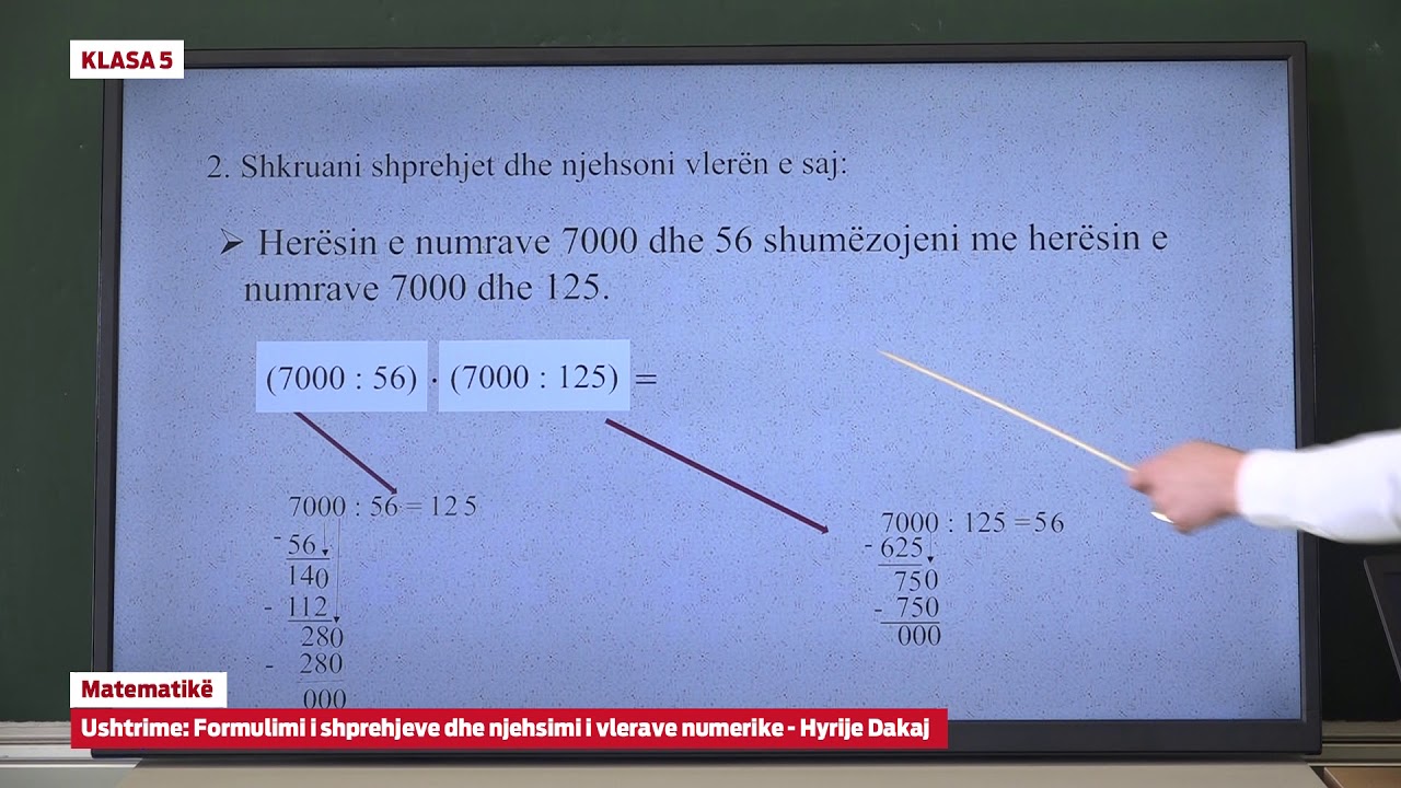 e Mesimi Klasa 5 - 5094 Matematikë - Ushtrime - Formulimi i shprehjeve dhe njehsimi i vlerav..