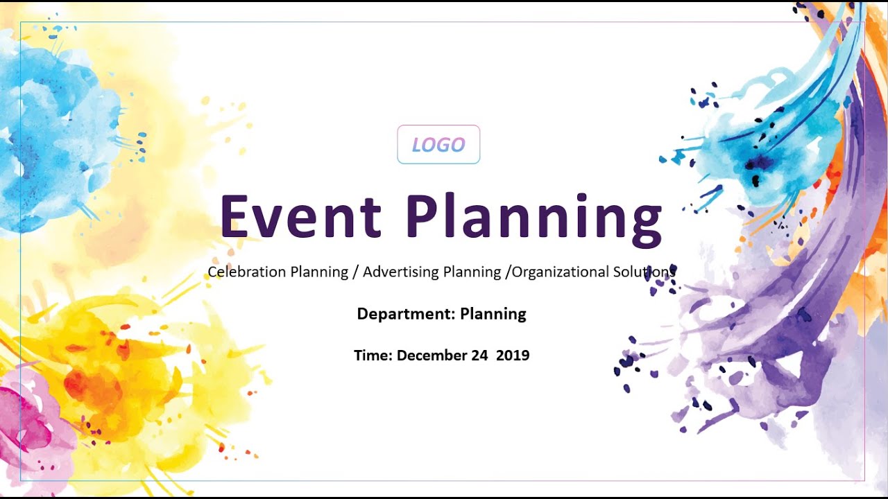 Watercolor Event Planning PowerPoint Template &ndash; Colorful Slides for Budgets, Activities & Proposals