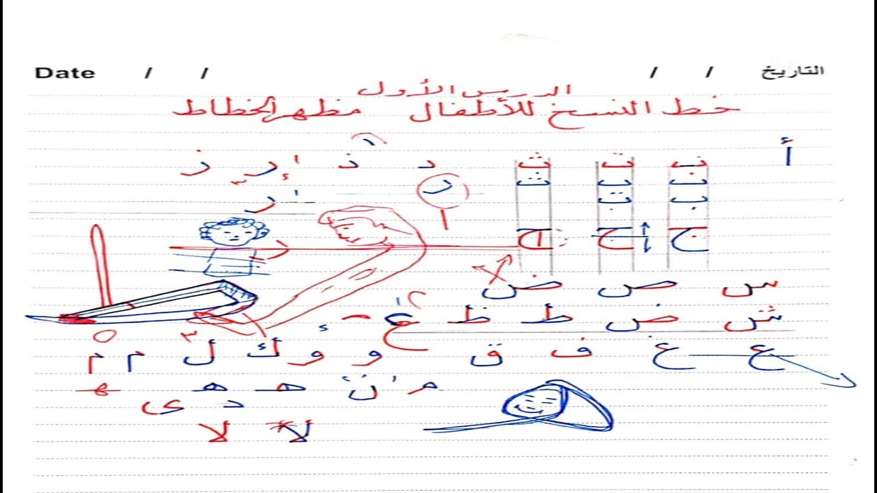 تحسين خط الأطفال بطريقة بسيطة جدا لمظهر الخطاط |الدرس الأول (حسن خط إبنك بنفسك )