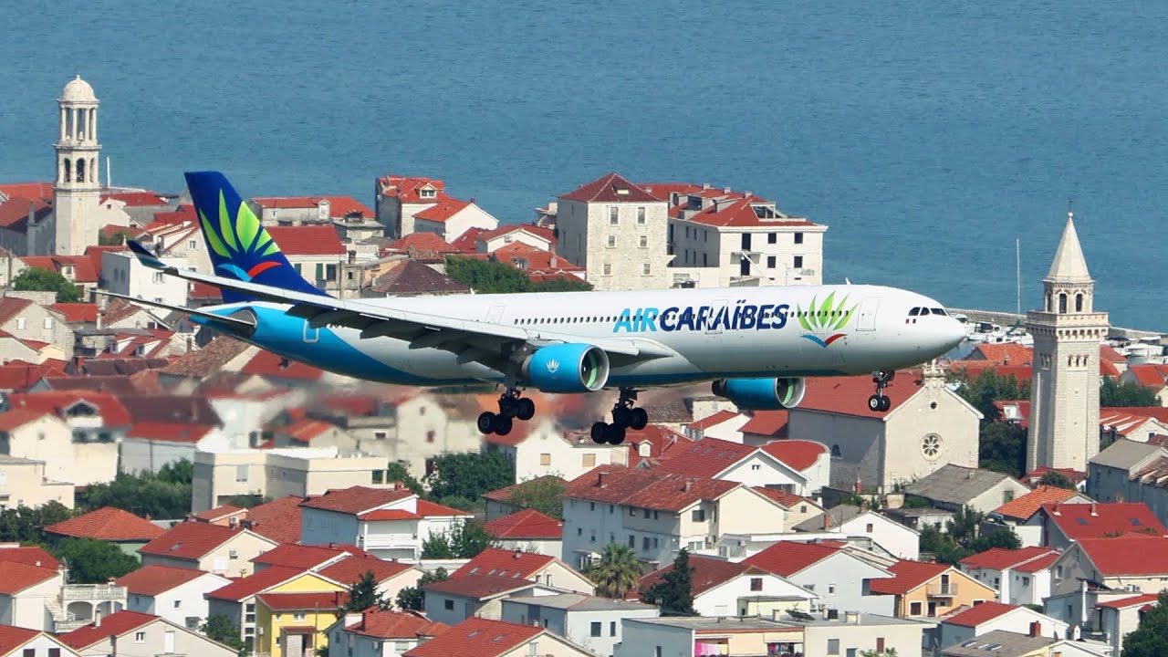 AIR CARAIBES AIRBUS A330-300 AMAZING BIRDS EYE VIEW APPROACH AND LANDING!