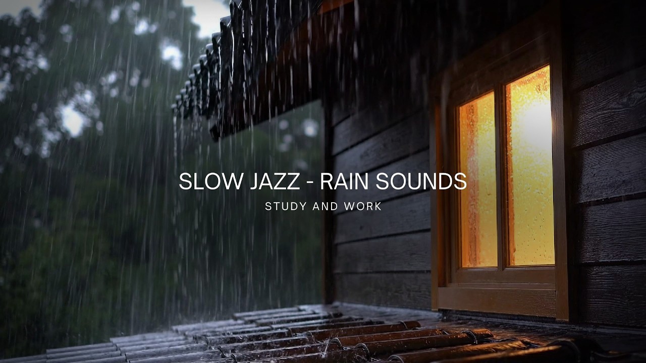 Rainy Jazz Music | Slow Jazz with Rain Sound For Sleep, Stress Relief, & Relaxing | Soft Jazz Music