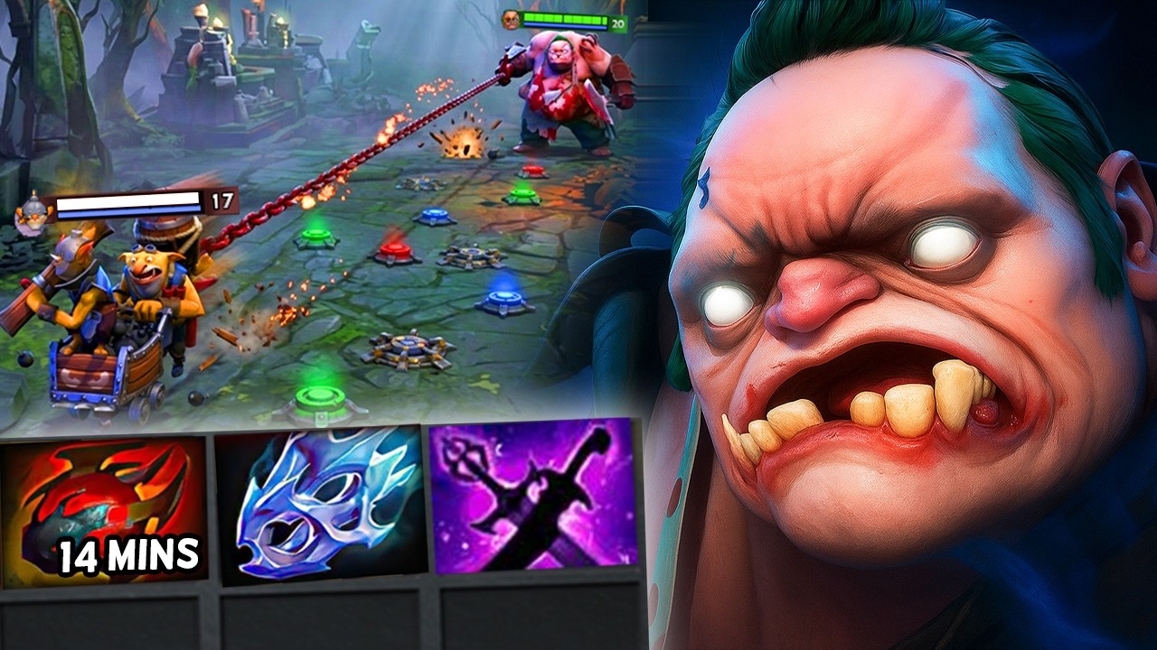 14 MIN Tarrasque + Carry Pudge 😈 Tanky Damage Monster 🔥