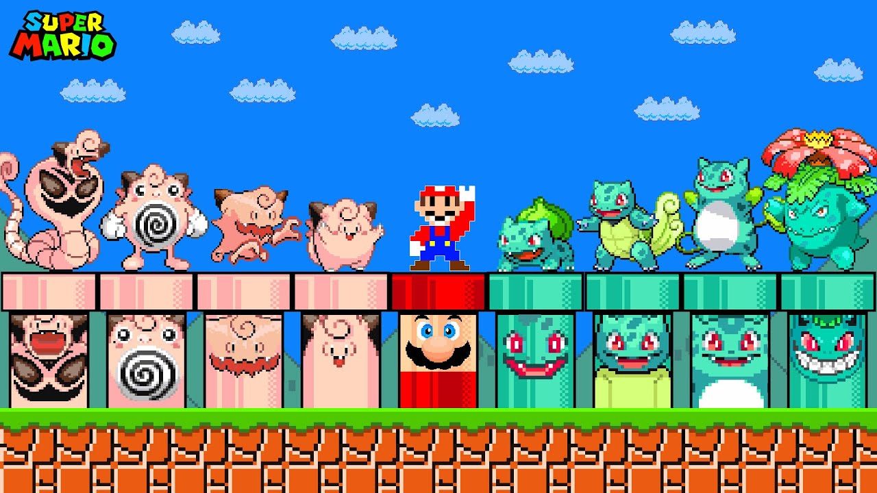 Super Mario Bros., but There Are MORE Custom Pipes for All DIFFERENT Evolutions Pokemon!