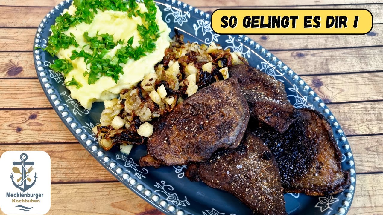 Leber mit Zwiebeln, Apfel und Stampfis - Ein Rezept für Feinschmecker