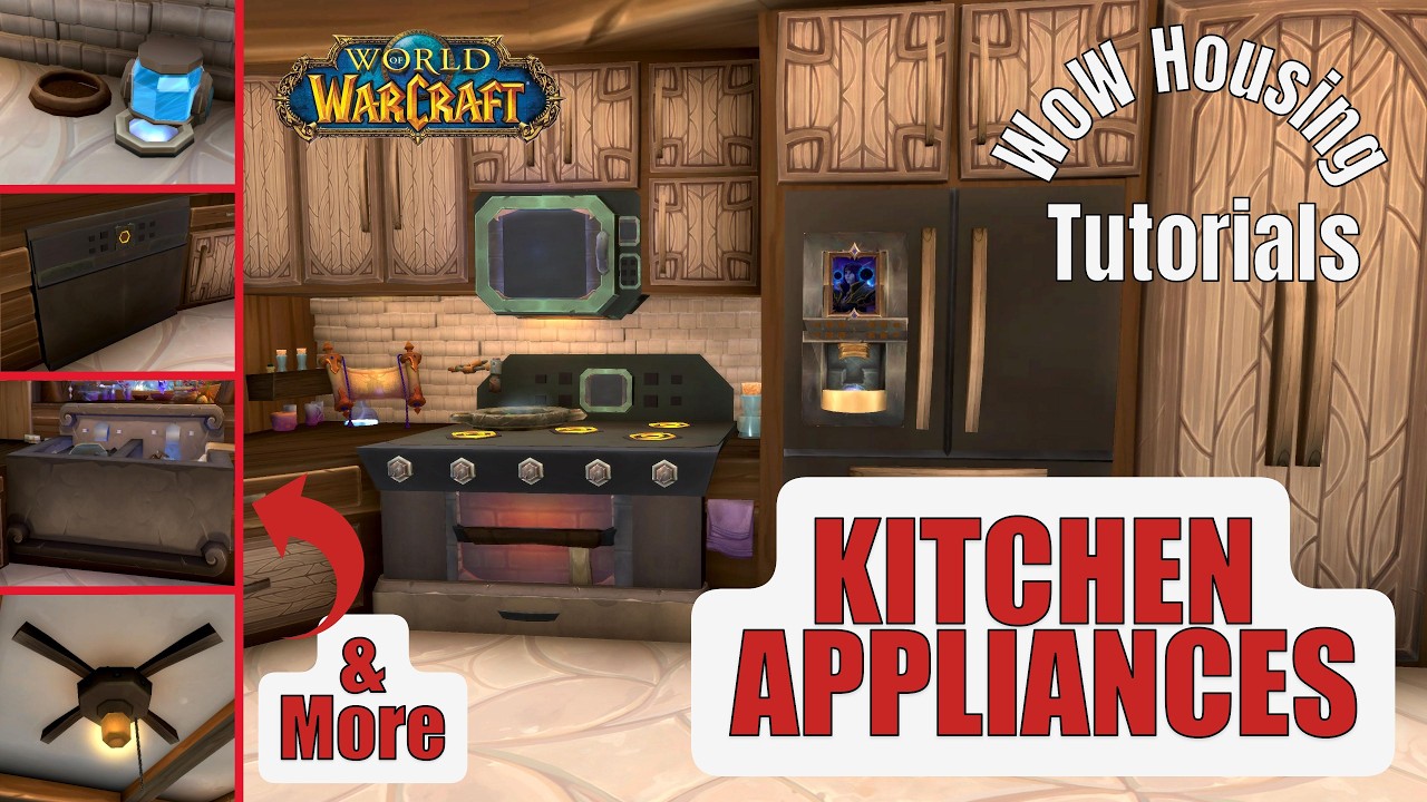 WoW Housing Tutorial: Modern Kitchen | Appliances | Fridge | Stove | Sink | Fan | Pet | How To Build