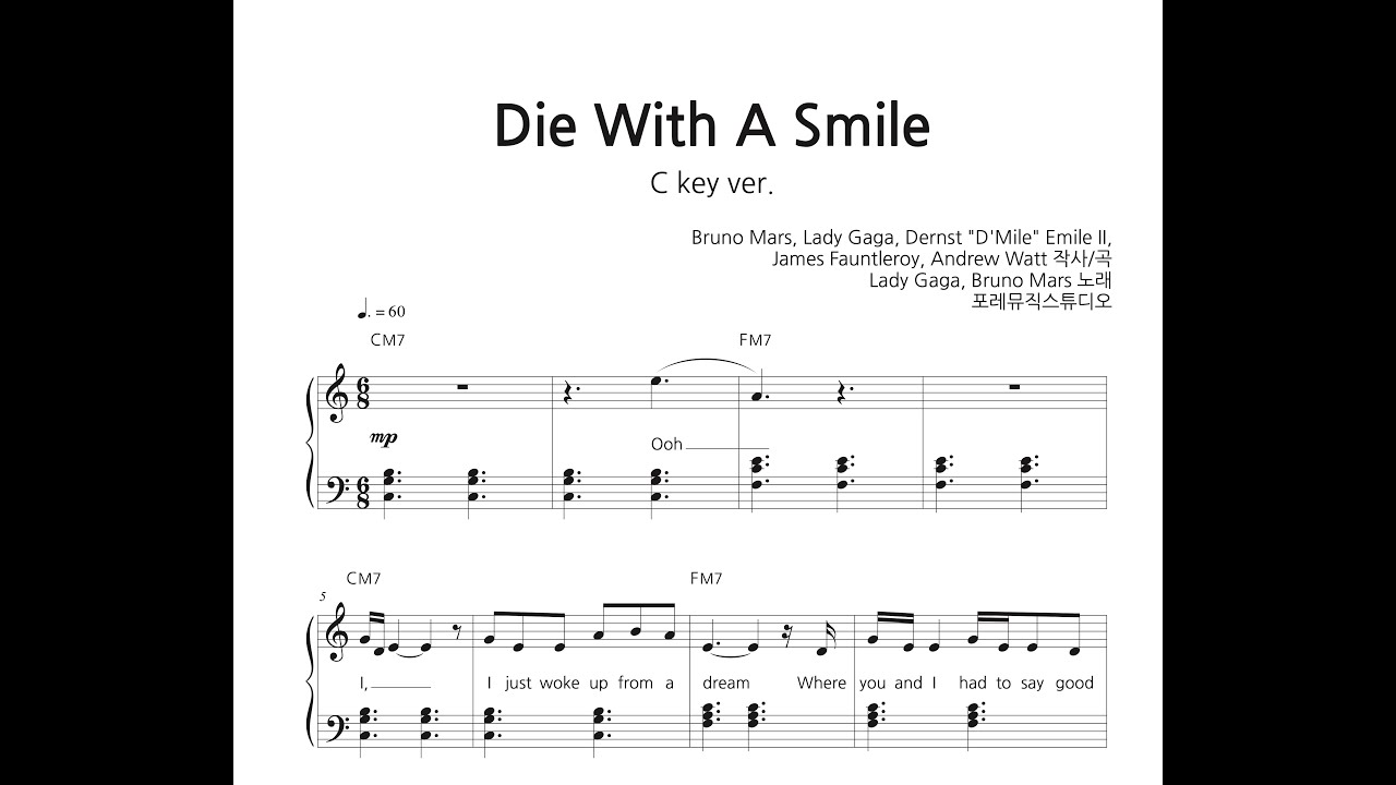 Lady Gaga & Bruno Mars - Die With A Smile | Easy Piano sheet