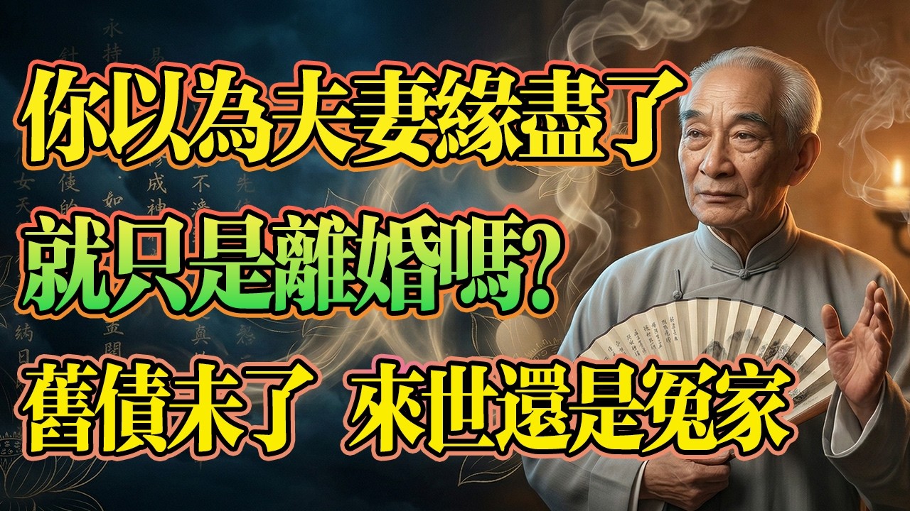 南懷瑾：你以為夫妻緣分盡了，就只是離婚嗎？錯了！無欠不成夫妻，無債不進家門！舊債若沒還清，下輩子還得接著做冤家！#南懷瑾 #夫妻因果 #婚姻經營 #佛法智慧 #了凡四訓 #婚姻真相 #業力牽引 #佛學