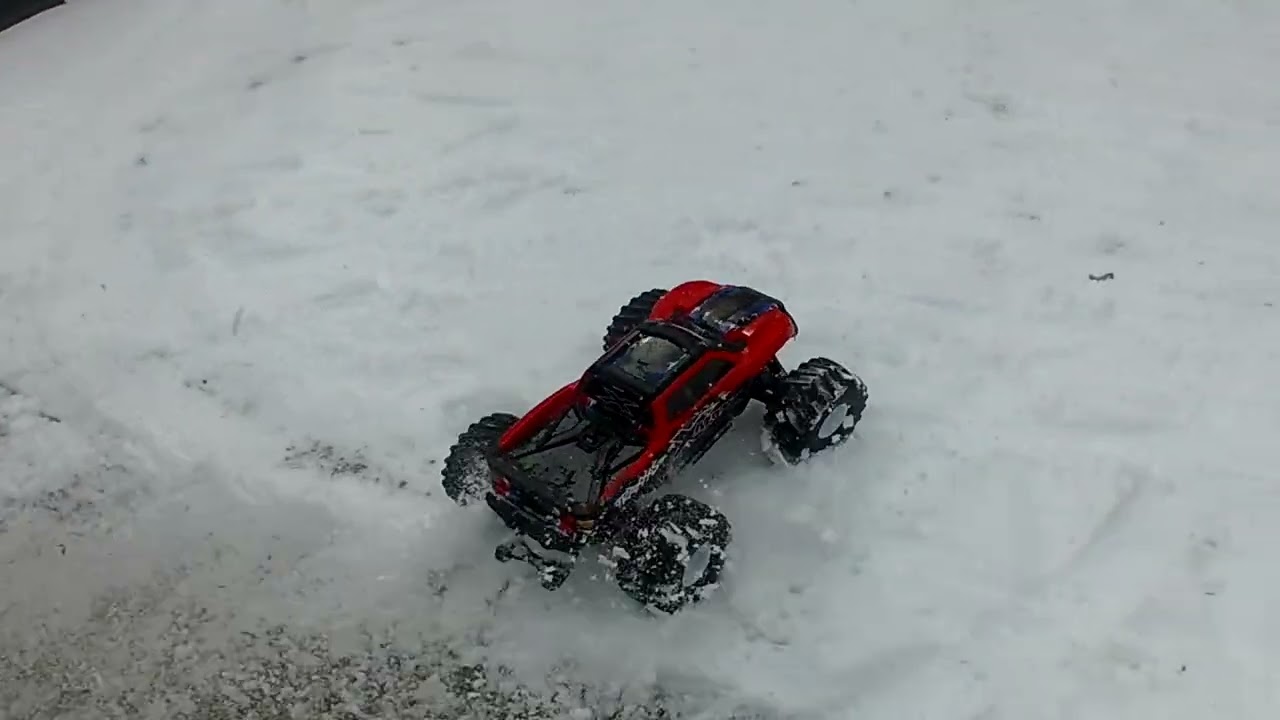 X monster out for rip in the snow with old but new body