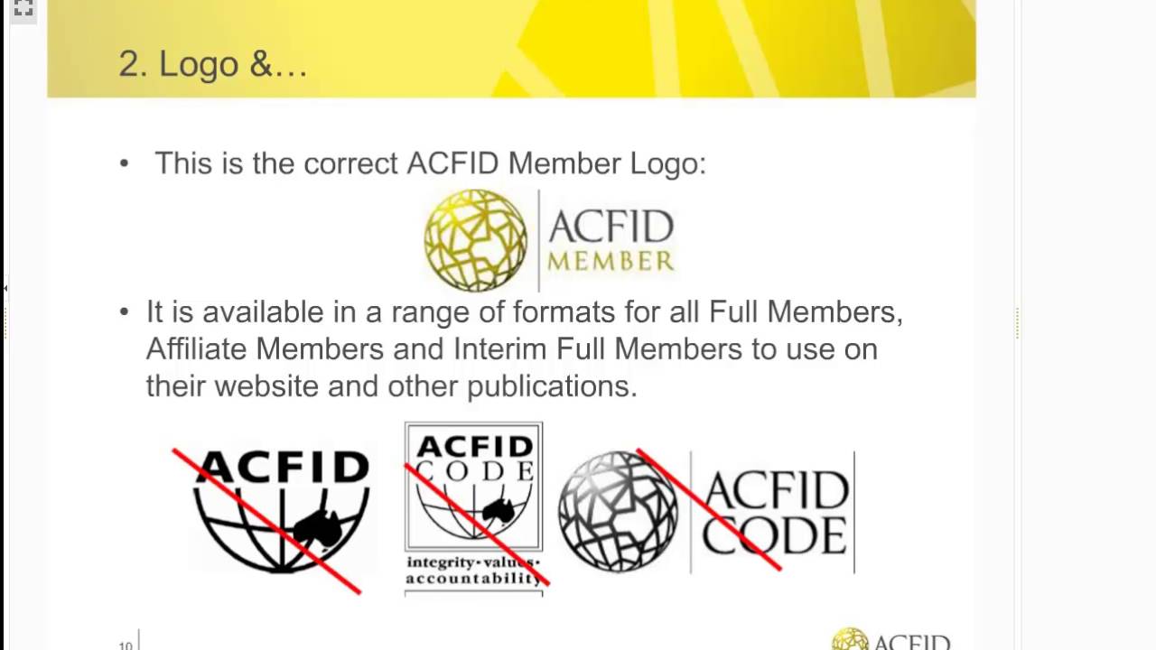 9 March 2016 ACFID Annual Reporting and Assessment Process
