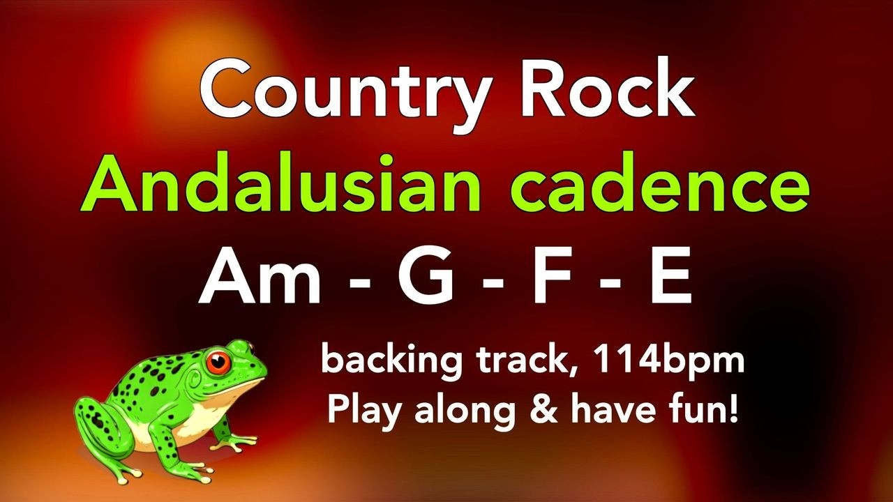 Country Rock Andalusian Cadence, country backing track with chords, A minor, 114bpm. Have fun!