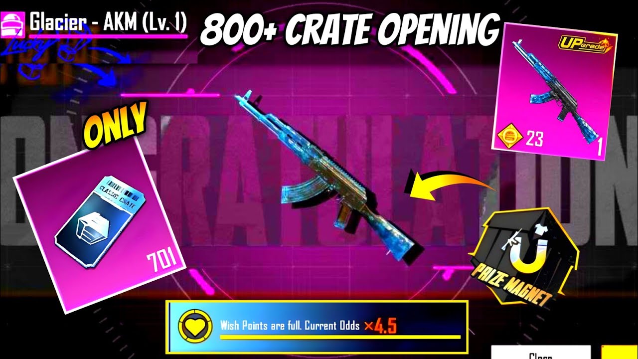 FINALLY 😱 700+ CLASSIC CRATE OPENING | AKM GLACIER CRATE OPENING | AKM GLACIER TRICK | FREE MATERIAL