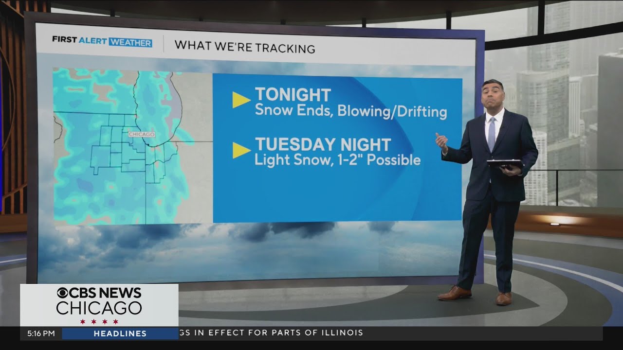 Chicago weather: Cold with blowing snow overnight, more snow Tuesday night