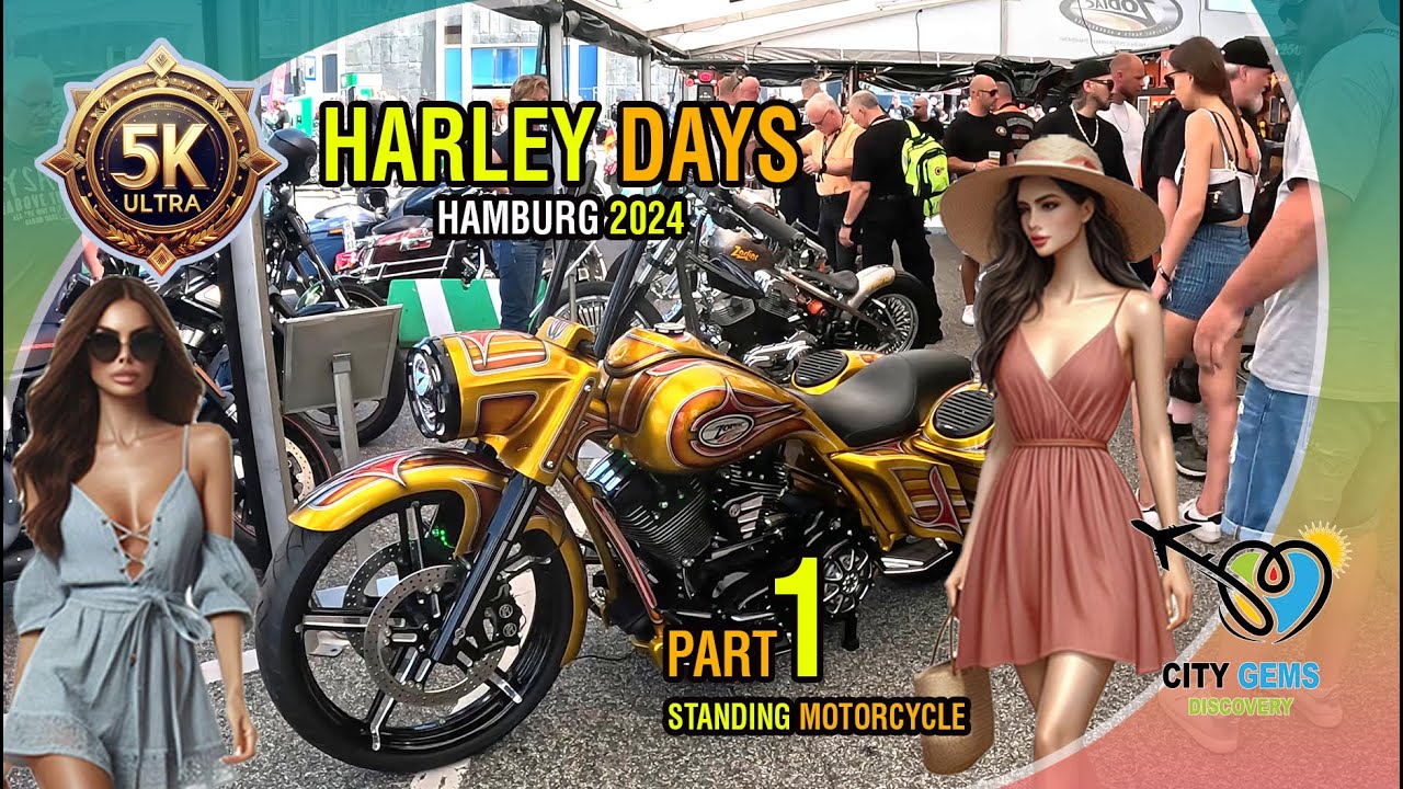 🌟Harley Days 2024 in Hamburg🌟Impressive Display of Standing Motorcycles - 5K Ultra HD - Part 1