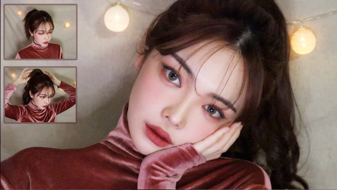 💜포니테일 에 어울리는 벨벳핑크 메이크업💜포니테일 예쁘게 하는방법 있어요!#포니테일#핑크메이크업#겨울메이크업#쿨톤메이크업#pinkmakeup