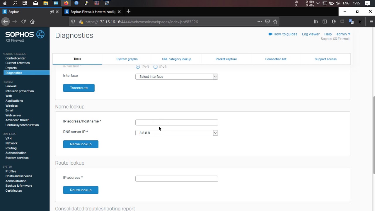 Review Diagnosis Tools Sophos XG Firewall