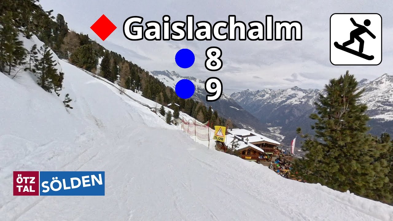 Snowboarding Sölden - Gaislachalm route to Löple Alm, 8, 9