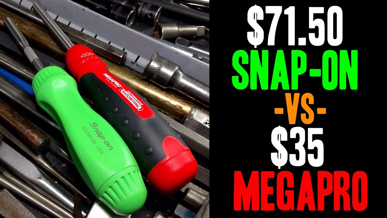 Snap-on — 71,50$ против Megapro — 35$ (трещоточные отвертки)