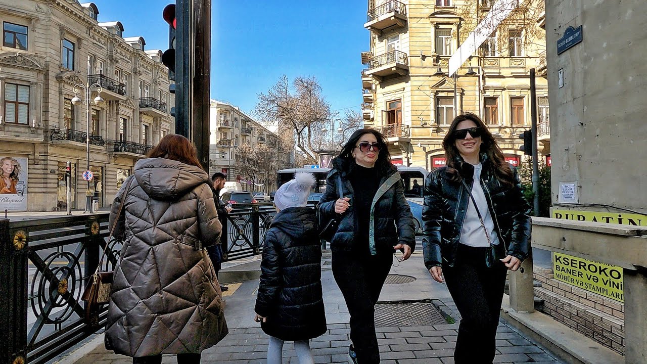 Bakı, Mərkəzi küçələrdə Piyada Gəzinti Turu (4 Fevral 2023) Walking tour | Baku, Azerbaijan 4k Баку
