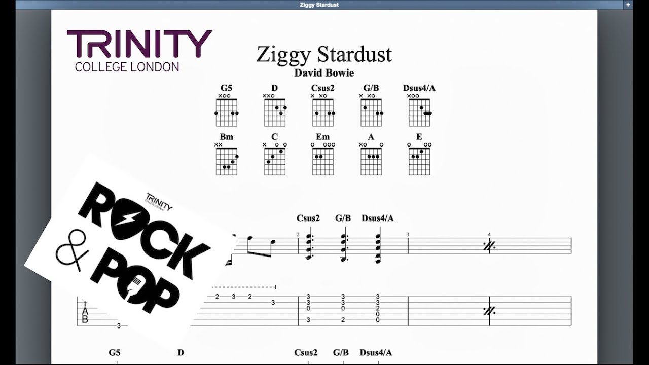 Ziggy Stardust Trinity Grade 2 Guitar