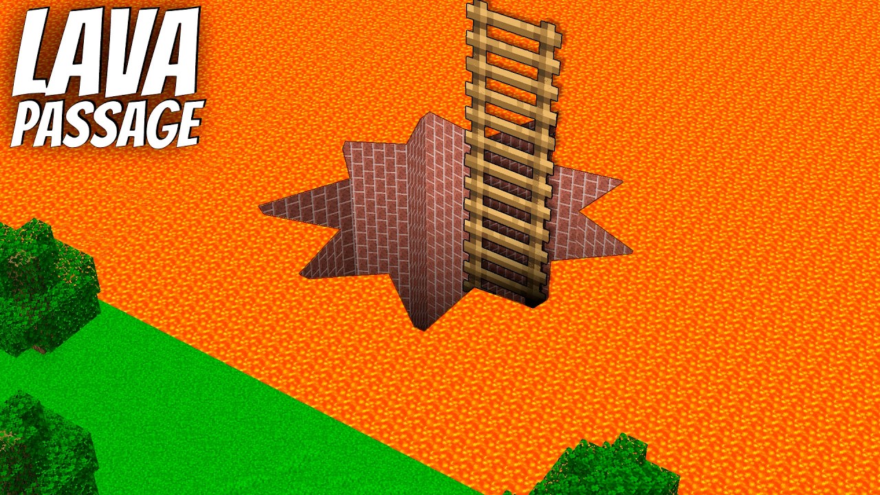 I found a SECRET PASSAGE inside a LAVA in minecraft ! SECRET TUNNEL !