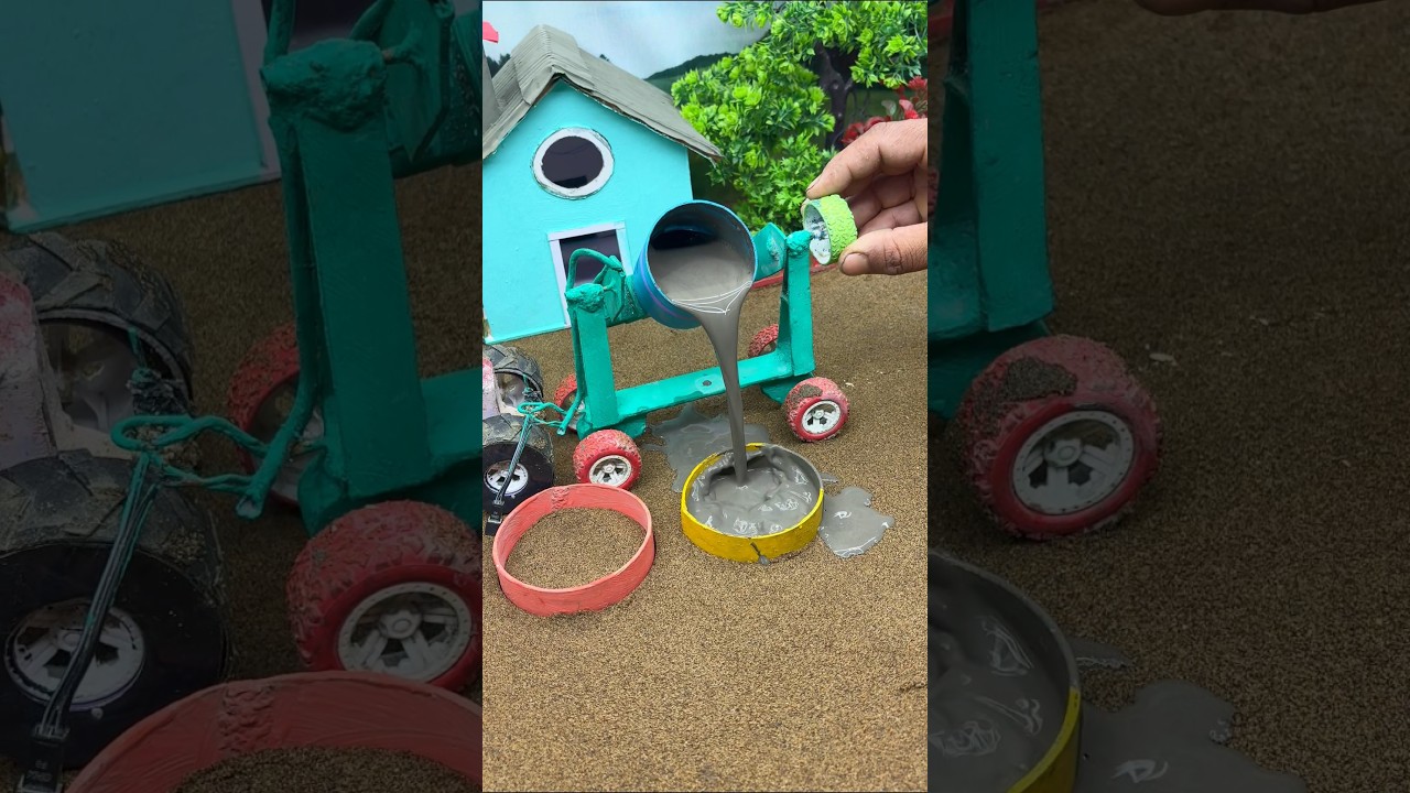 🚜😱Real Working Mini Tractor Cement Pillar Making Machine | DIY Construction