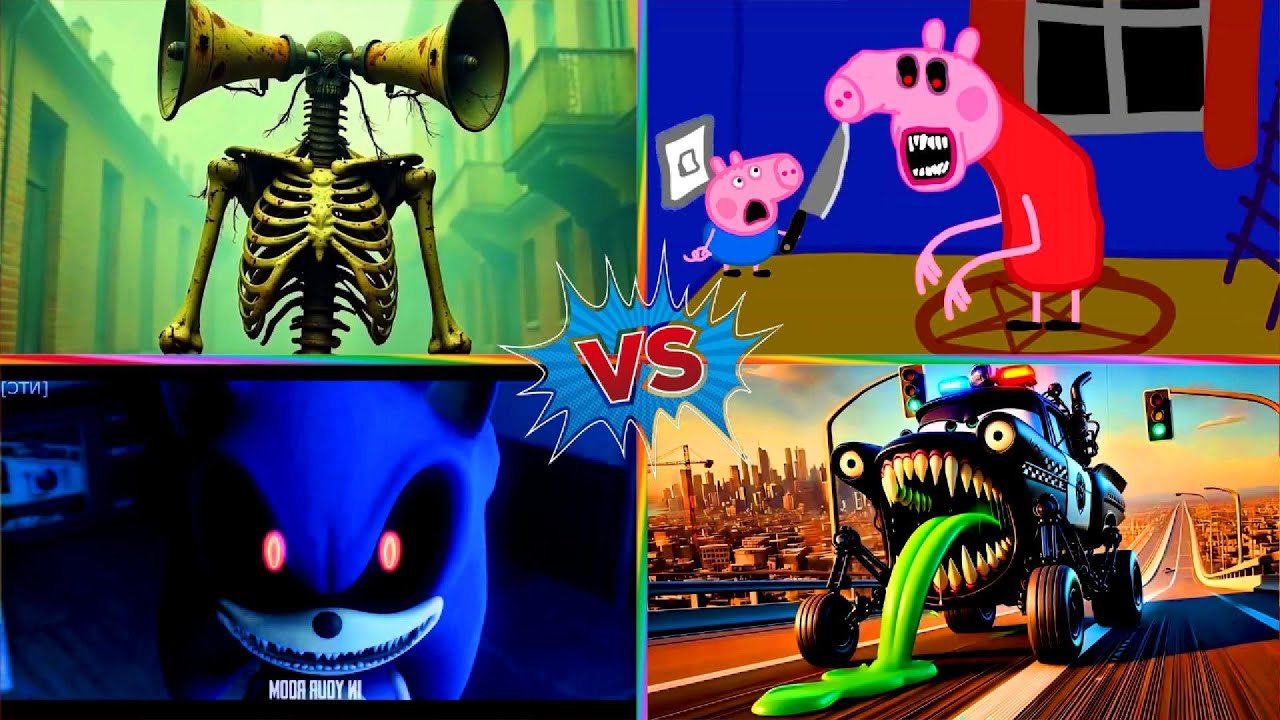 SIREN HEAD🆚 PEPPA PIG COFFIN DANCE🆚 SONIC EXE🆚AMBULANCE TILES HOP EDM RUSH