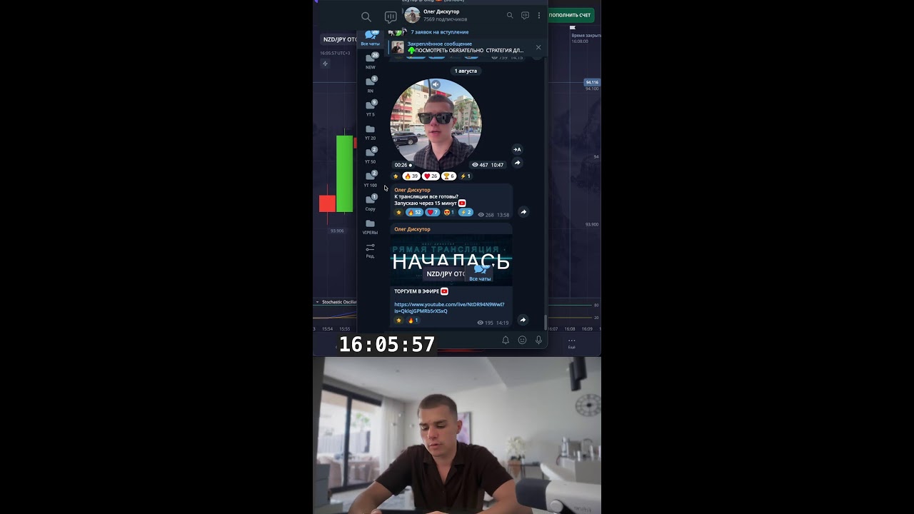 Трейдинг в прямом эфире!Задержка 5 секунд!