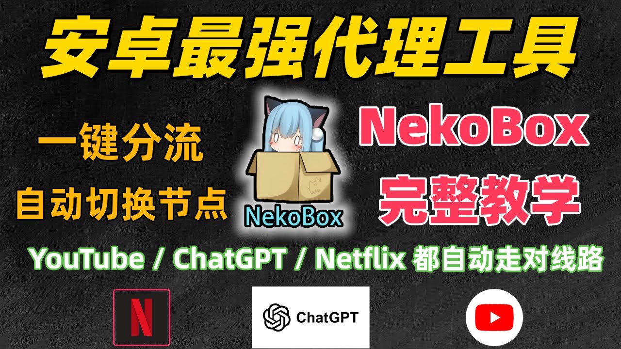 安卓最强代理教程！NekoBox 完整教学：自动分流、自动切节点，不再手动切换！