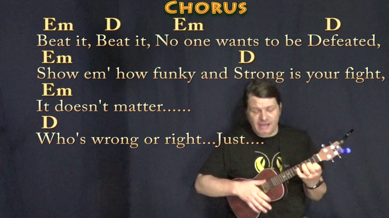 Beat It (Michael Jackson) Ukulele Cover Lesson in Em with Chords/Lyrics
