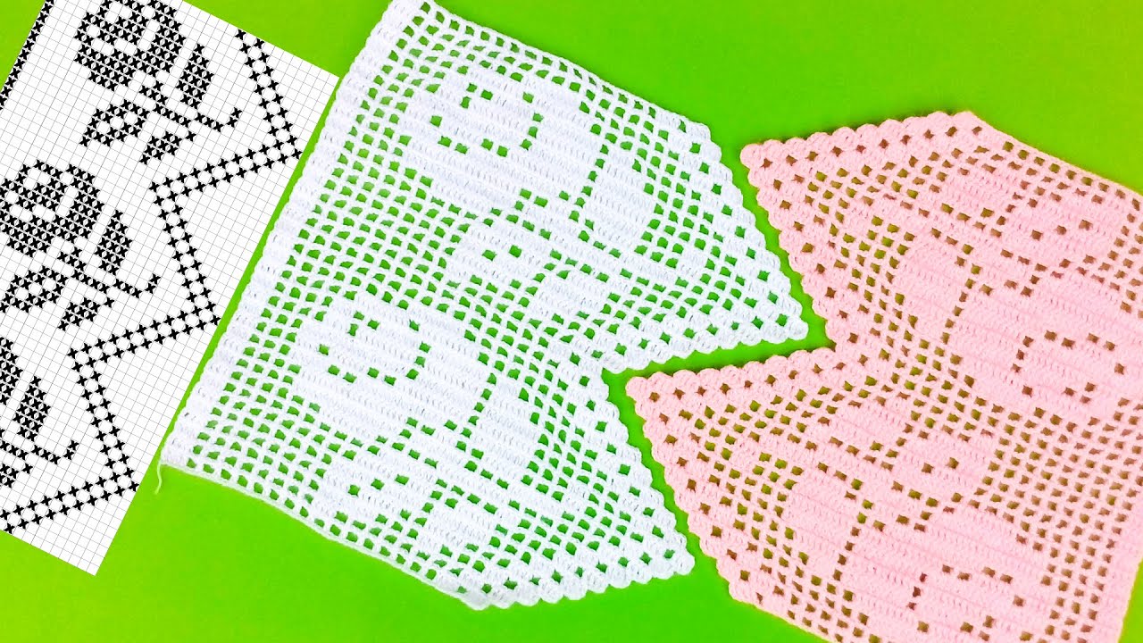Cenefa o puntilla de flor tejido en punto de red a ganchillo - cómo hacer aumentos y disminuciones